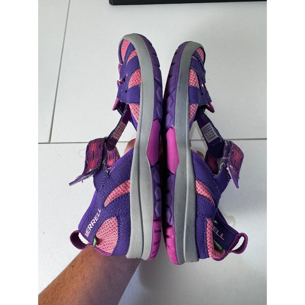 Merrell Hydro Mon 2.0 Kids Size 5 Purple Pink Leather Textile Water Sandals